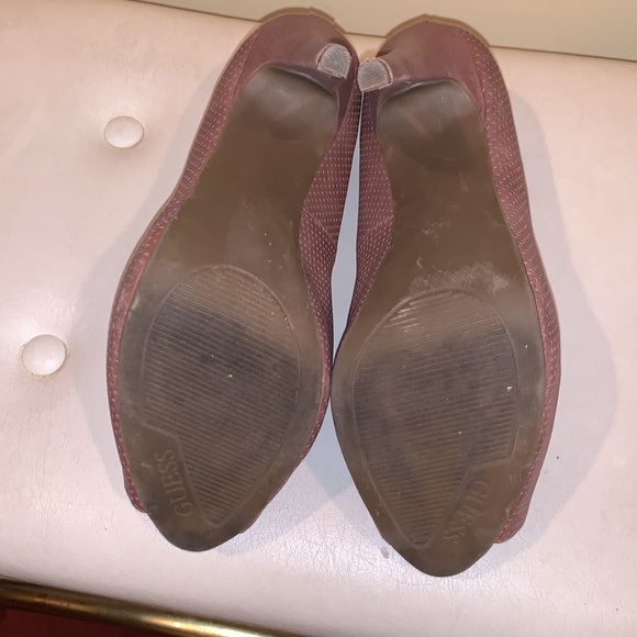 GUESS Platform Pumps Taupe Peep-Toe Shoes Y2K Club Event Heels Coquette Girl 8 - Picture 6 of 9